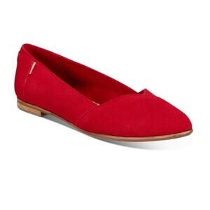 TOMS Red Julie Flats Pointed Toe Suede size 8.5 wide
